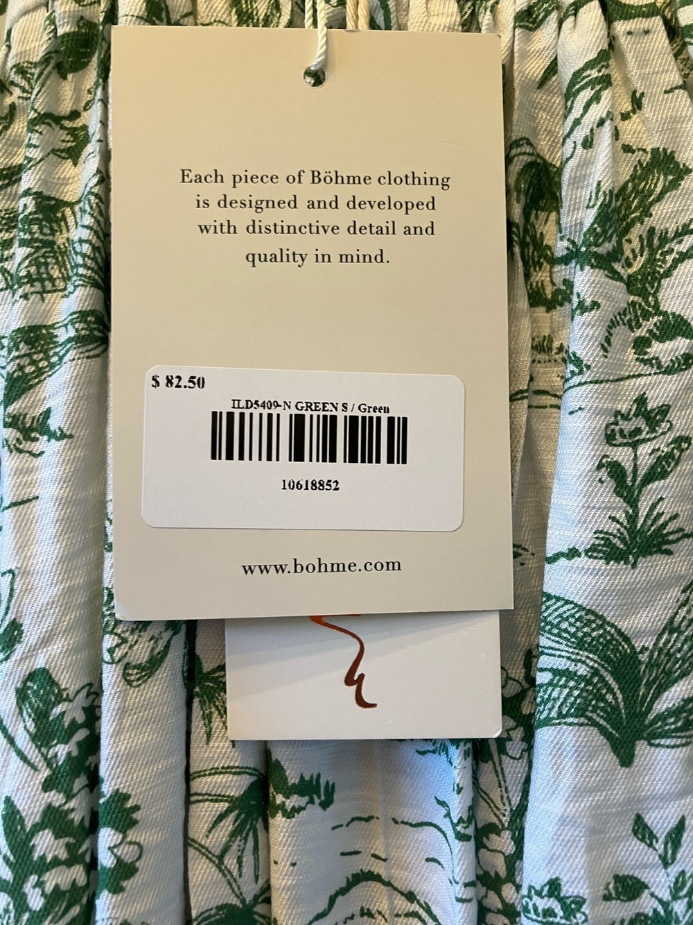 bohme Green & White Tropical Tie-Shoulder Maxi Dress! Fully lined. - Picture 4 of 12